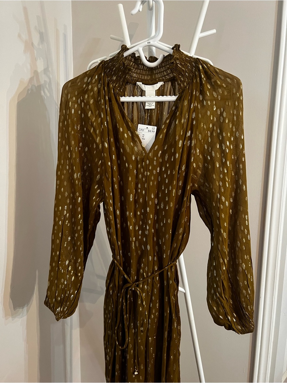 H&M Olive Green Maxi Dress with Subtle Dot Print - Picture 8 of 11